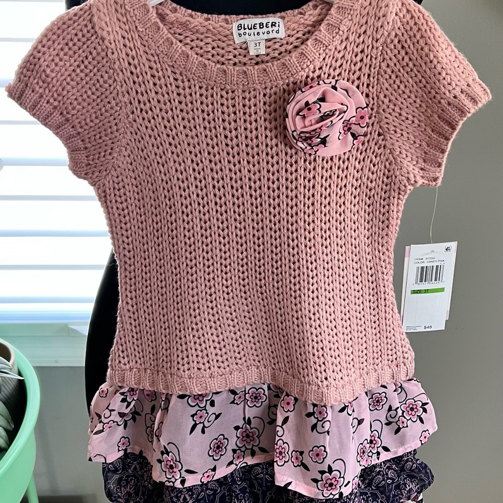 Blueberi Boulevard Pink Casual Dress with Floral Accents
